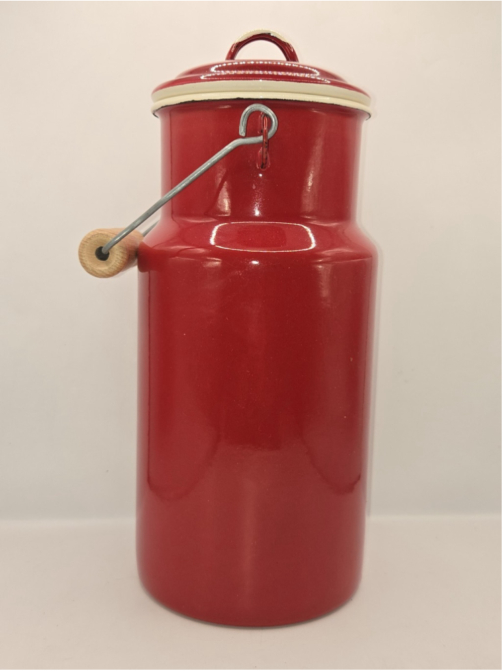 Vintage Emalia Olkusz Red Enamelware Milk Can Jug Poland Farmhouse Decor